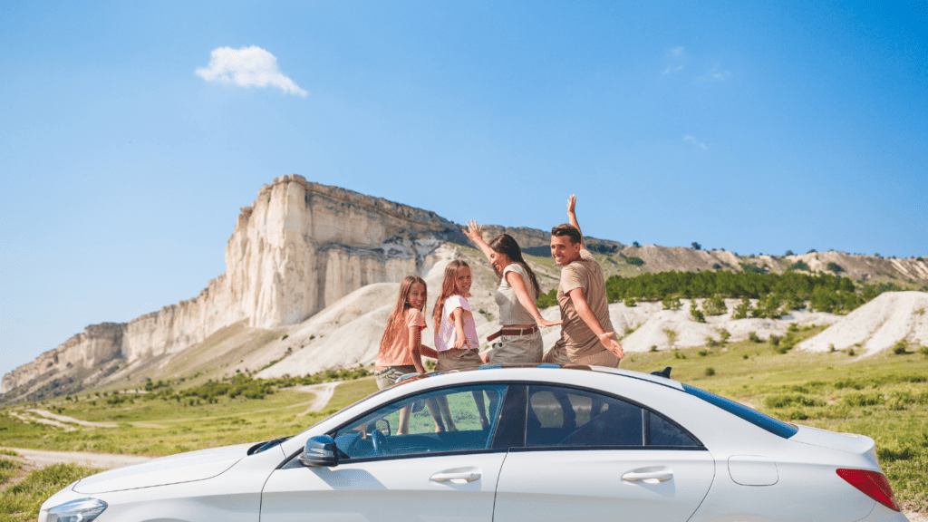 a family enjoying a road trip