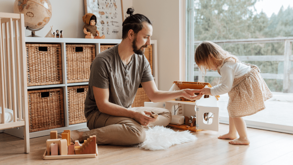 parent and child doing indoor activities